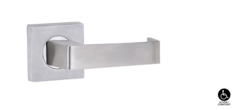 Lockwood Symphony 90 Lever On Square Rose Full Set Satin Chrome 1420/1421/90SC - primehardware
