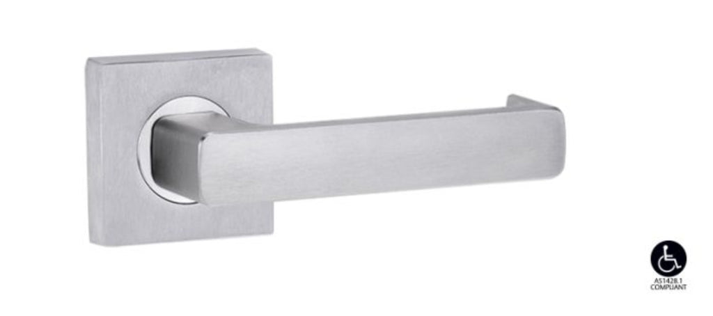Lockwood Symphony 76 Lever On Square Rose Full Set Satin Chrome 1420/1421/76SC - primehardware