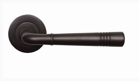 Black door handle on a white background