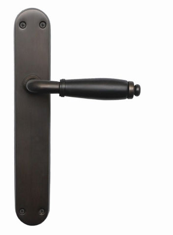 Black door handle on a white background