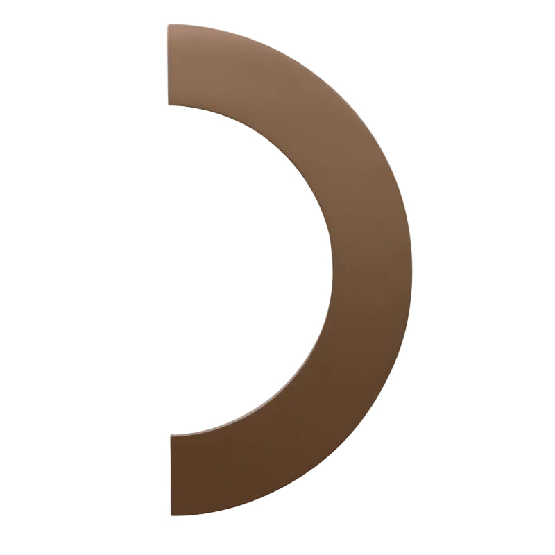 Brown half-circle shape on a white background