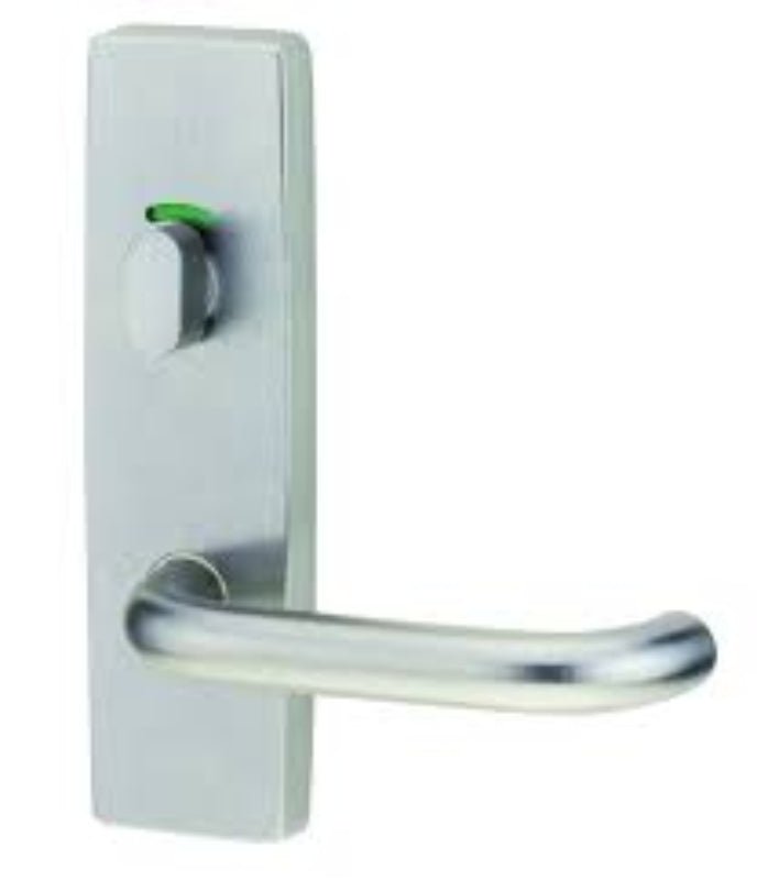 Lockwood 1816 Square End Plate With Privacy Indicator Turn & 45 Degree Angled Down 97 Lever Satin Chrome 1816/AD97RSC
