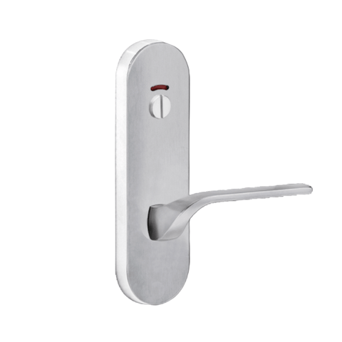 Lockwood 2814 Round End Plate With Privacy Indicator Emergency Turn & 122 LH Lever Satin Chrome 2814/122LSC - primehardware