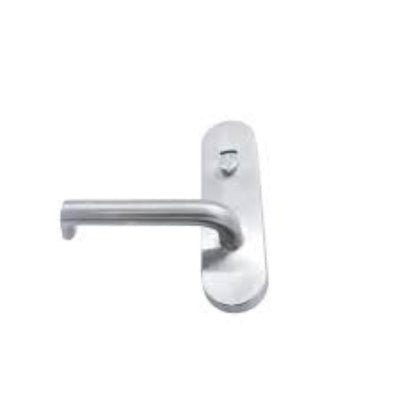 Metal door handle on a white background