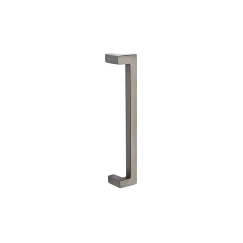 Metallic door handle on a white background