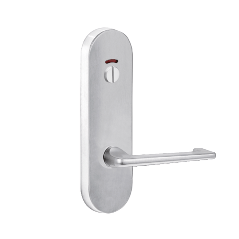 Lockwood 2814 Round End Plate With Privacy Indicator Emergency Turn & 132 Lever Satin Chrome 2814/132SC - primehardware