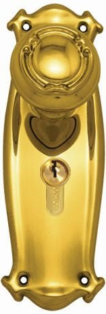 Superior Brass Scroll Knob Lock C/c 47.6mm Polished Brass 255x75mm (Pair)
