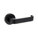 Black door handle on a white background