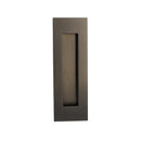 Rectangular metal pull handle on a white background