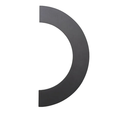 Black half-circle shape on a white background
