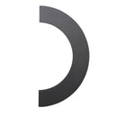 Black half-circle shape on a white background