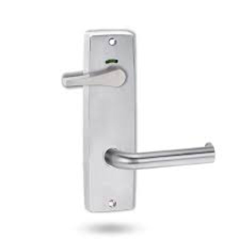 Lockwood 1841 Exterior Square End Plate with Privacy Indicator, Disabled Turn & 102 Lever Satin Chrome 1841/102SC - primehardware
