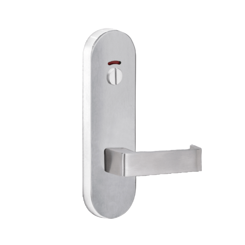 Lockwood 2814 Round End Plate With Privacy Indicator Emergency Turn & 90 Lever Satin Chrome 2814/90SC - primehardware