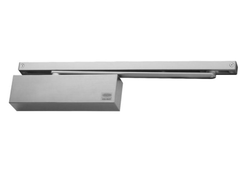 Lockwood 7714 Series Size 1 - 4 Slide Arm Door Closer with Backcheck & Delayed Action – Satin Stainless Steel 7714SRDASSS - primehardware