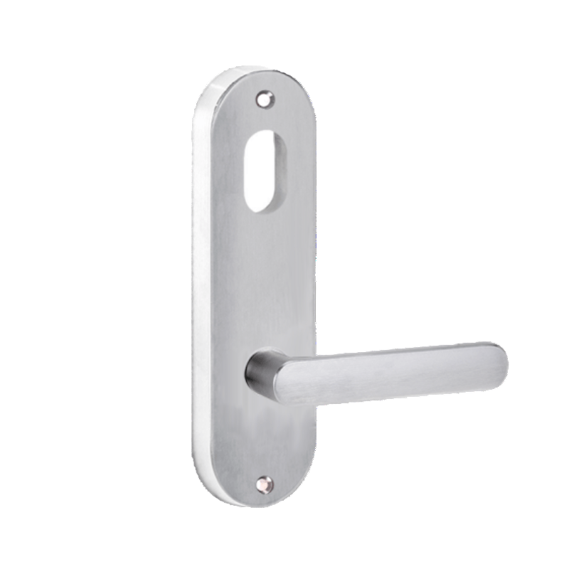 Lockwood 2901 Round End Plate With Cylinder Hole & 106 Lever Satin Chrome 2901/106SC - primehardware