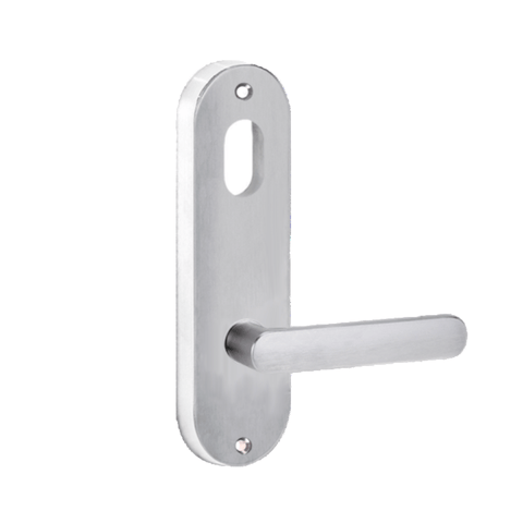 Lockwood 2901 Round End Plate With Cylinder Hole & 106 Lever Satin Chrome 2901/106SC - primehardware