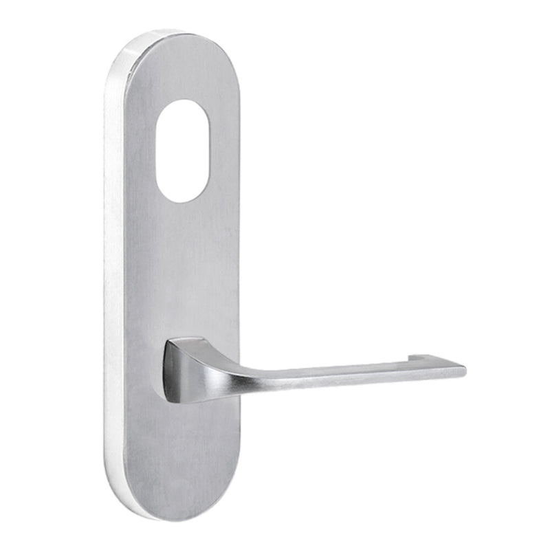 Lockwood 2901 Round End Plate With Cylinder Hole & 124 Lever Satin Chrome 2901/124SC - primehardware