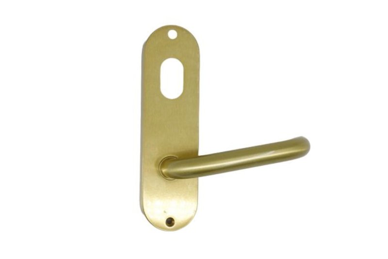 Lockwood 2901 Round End Plate With Cylinder Hole & 70 Lever Satin Brass 2901/70SB - primehardware
