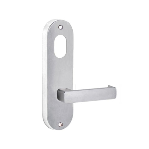 Lockwood 2901 Round End Plate With Cylinder Hole & 76 Lever Satin Chrome 2901/76SC - primehardware