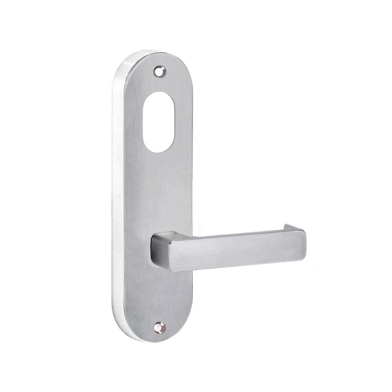 Lockwood 2901 Round End Plate With Cylinder Hole & 76 Lever Satin Chrome 2901/76SC - primehardware