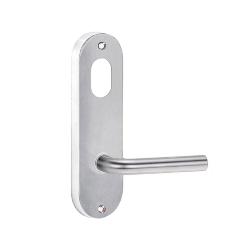 Lockwood 2901 Round End Plate With Cylinder Hole & 97 Lever Satin Chrome 2901/97SC - primehardware