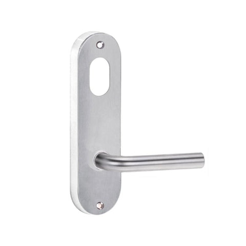Lockwood 2901 Round End Plate With Cylinder Hole & 97 Lever Satin Chrome 2901/97SC - primehardware