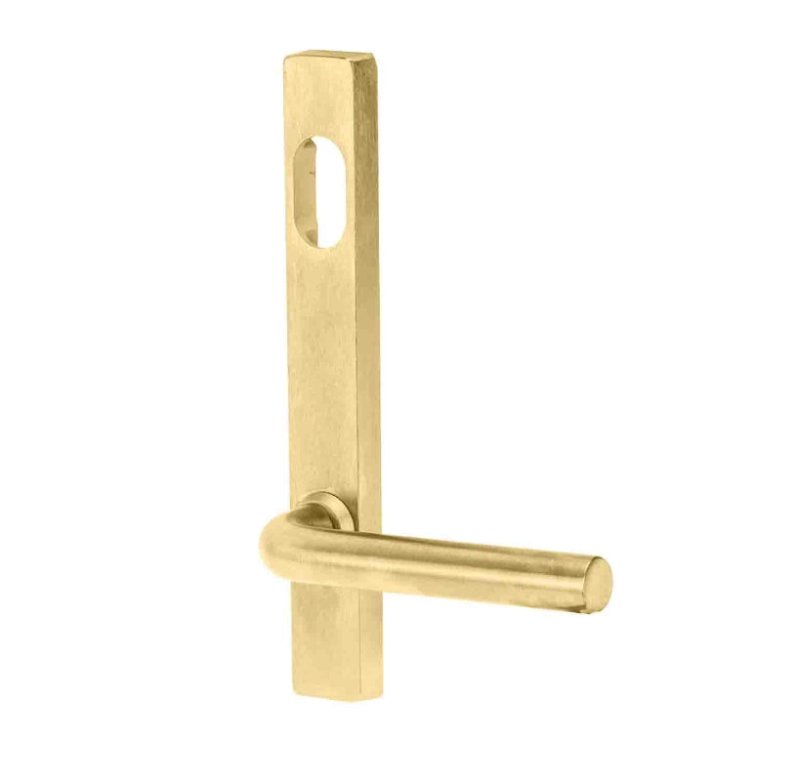 Lockwood 4801 Square End Plate With Cylinder Hole & 97 Lever Satin Brass Unlacquered 4801/97SBU - primehardware