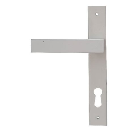 Builders Choice Long Plate Entrance Set (CC 85mm) White 225x32mm ONLY LEVER SET - primehardware