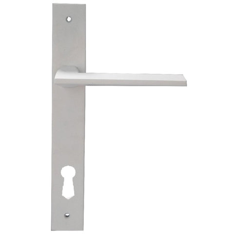 Builders Choice Long Plate Entrance Set (CC 85mm) White 225x32mm ONLY LEVER SET - primehardware