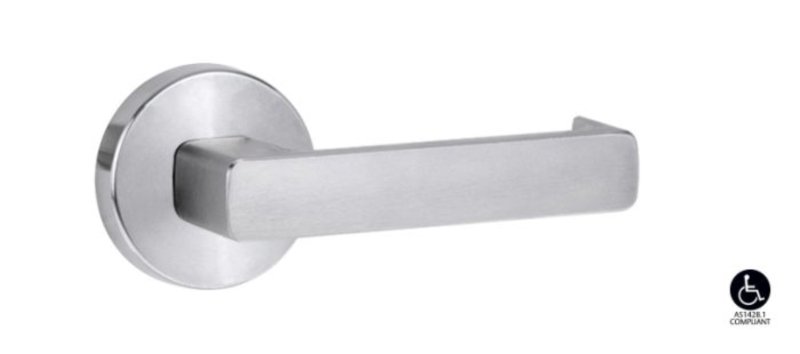 Lockwood 1370 Series 76 Lever On Round Rose Full Set Satin Chrome 1370/1371/76SC - primehardware