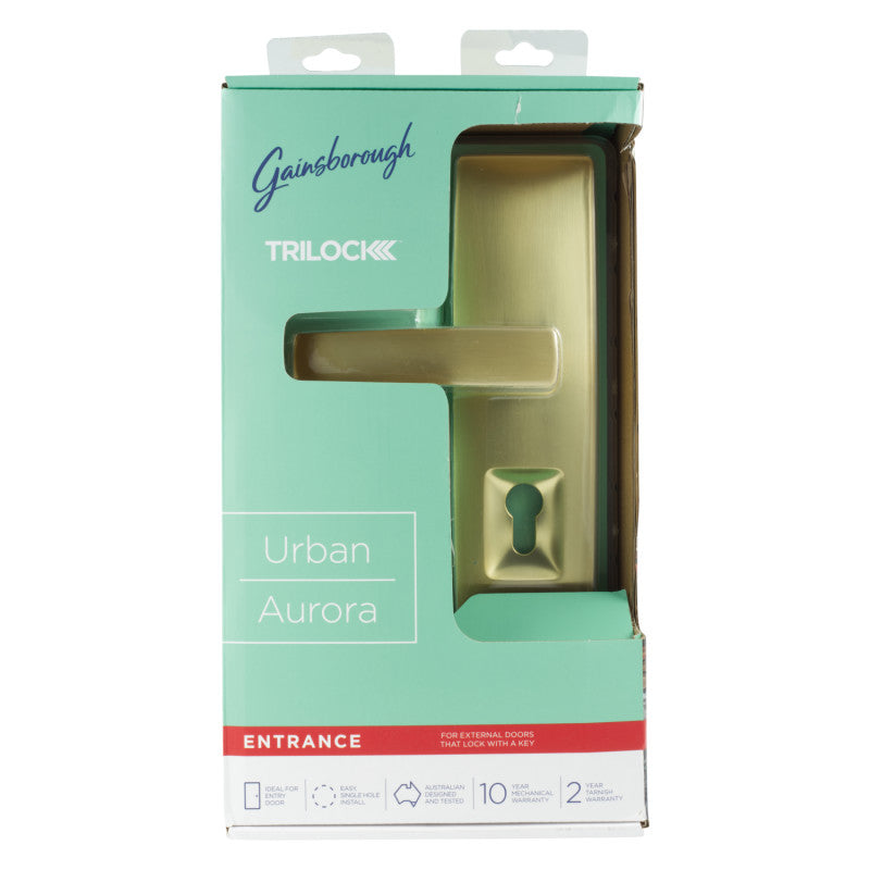 Gainsborough Trilock Urban Aurora Double Cylinder Entrance Lever Set Satin Brass