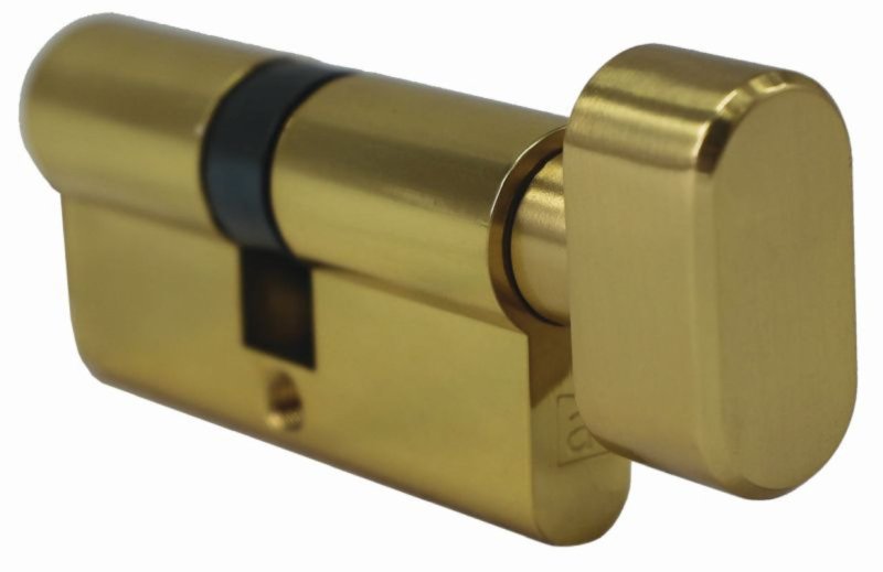 Austyle Euro Cylinder Thumb Turn 5 pin C4 Polished Brass 65mm 9145 - primehardware