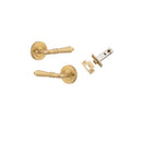 Iver Sarlat Solid Brass Door Lever on Round Rose | Inbuilt Privacy Kit | 10 Finishes - Brushed Brass