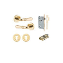 Iver Sarlat Solid Brass Door Lever on Round Rose | Entrance Kit (Key/Key) | 10 Finishes - Polished Brass