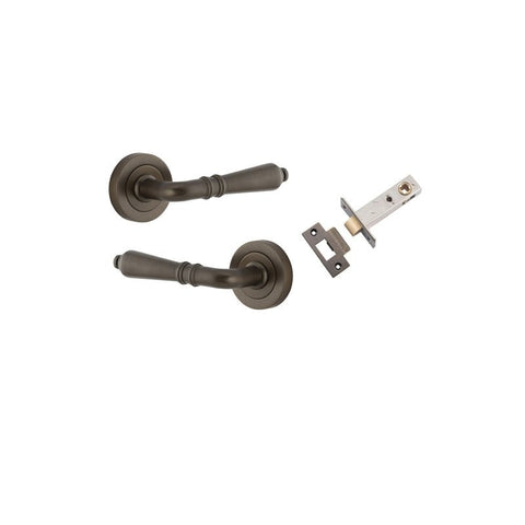 Iver Sarlat Solid Brass Door Lever on Round Rose | Passage Kit | 10 Finishes - Signature Brass