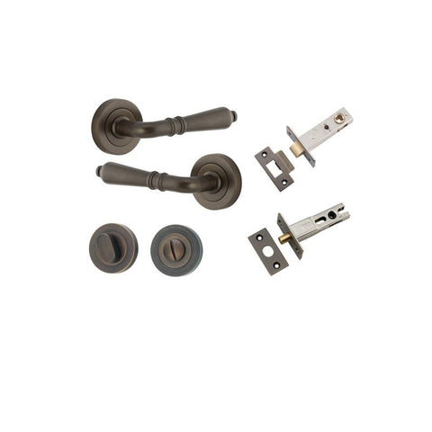 Iver Sarlat Solid Brass Door Lever on Round Rose | Entrance Kit (Key/Key) | 10 Finishes - lifestyle