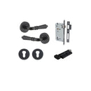 Iver Sarlat Solid Brass Door Lever on Round Rose | Entrance Kit (Key/Key) | 10 Finishes - Matt Black