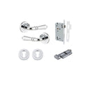 Iver Sarlat Solid Brass Door Lever on Round Rose | Entrance Kit (Key/Thumb) | 10 Finishes - Polished Chrome