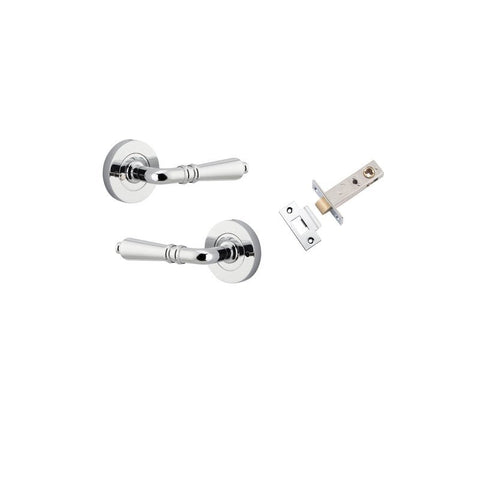 Iver Sarlat Solid Brass Door Lever on Round Rose | Inbuilt Privacy Kit | 10 Finishes - Polished Chrome