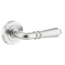 Iver Sarlat Solid Brass Door Lever on Round Rose | Passage Lever Set Only | 10 Finishes - Brushed Chrome