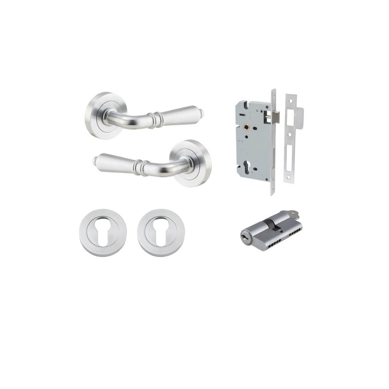 Iver Sarlat Door Lever Handle On Round Rose - primehardware