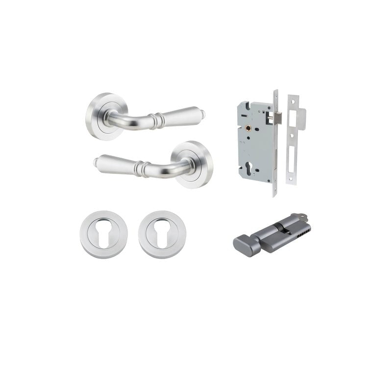 Iver Sarlat Door Lever Handle On Round Rose - primehardware