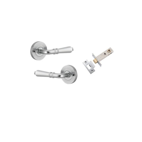 Iver Sarlat Solid Brass Door Lever on Round Rose | Separate Privacy Kit | 10 Finishes - Brushed Chrome