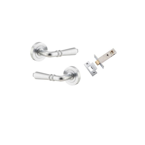 Iver Sarlat Solid Brass Door Lever on Round Rose | Passage Kit | 10 Finishes - Brushed Chrome