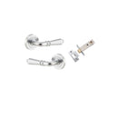 Iver Sarlat Solid Brass Door Lever on Round Rose | Passage Kit | 10 Finishes - Brushed Chrome
