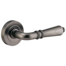 Iver Sarlat Solid Brass Door Lever on Round Rose | Passage Lever Set Only | 10 Finishes - Distressed Nickel