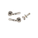 Iver Sarlat Solid Brass Door Lever on Round Rose | Passage Kit | 10 Finishes - Distressed Nickel