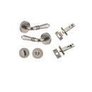 Iver Sarlat Solid Brass Door Lever on Round Rose | Inbuilt Privacy Kit | 10 Finishes - Distressed Nickel