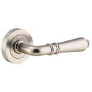 Iver Sarlat Solid Brass Door Lever on Round Rose | Passage Lever Set Only | 10 Finishes - Satin Nickel