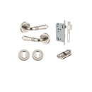 Iver Sarlat Solid Brass Door Lever on Round Rose | Entrance Kit (Key/Key) | 10 Finishes - Satin Nickel